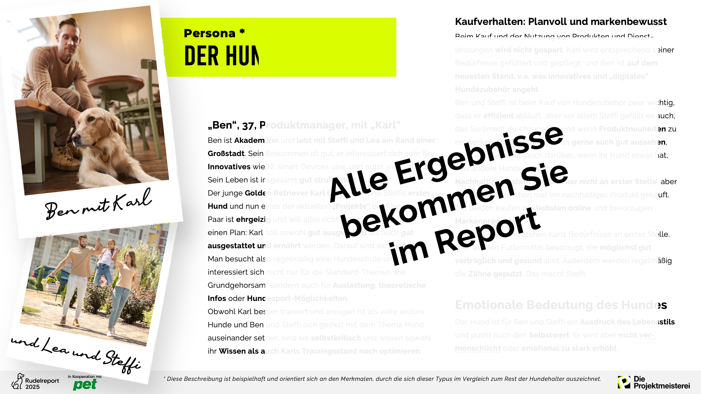 Beispielfolie über eine der identifizierten Personas aus der Rudelreport-Präsentation