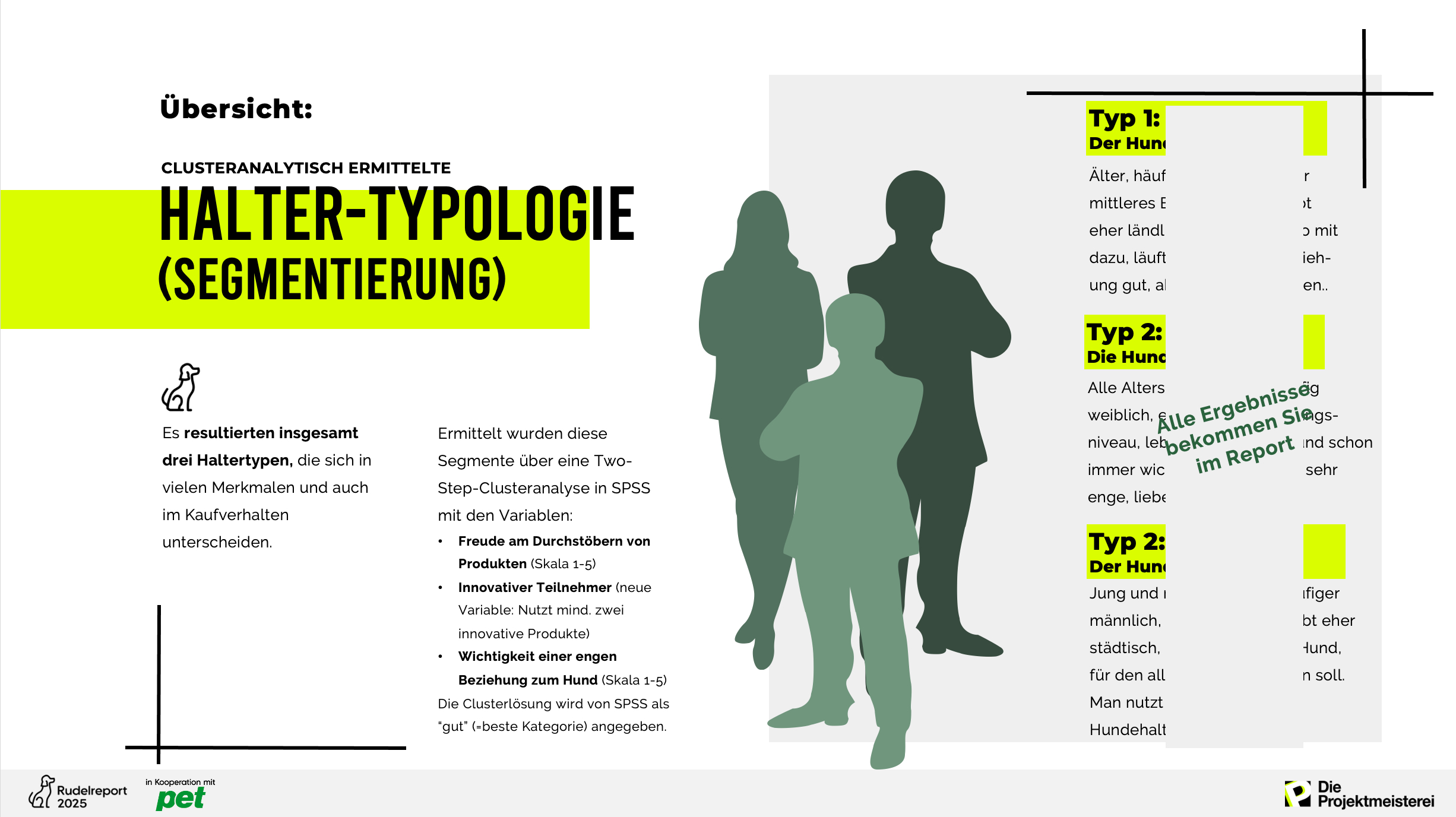 Beispielfolie über die identifizierten Segmente aus der Rudelreport-Präsentation