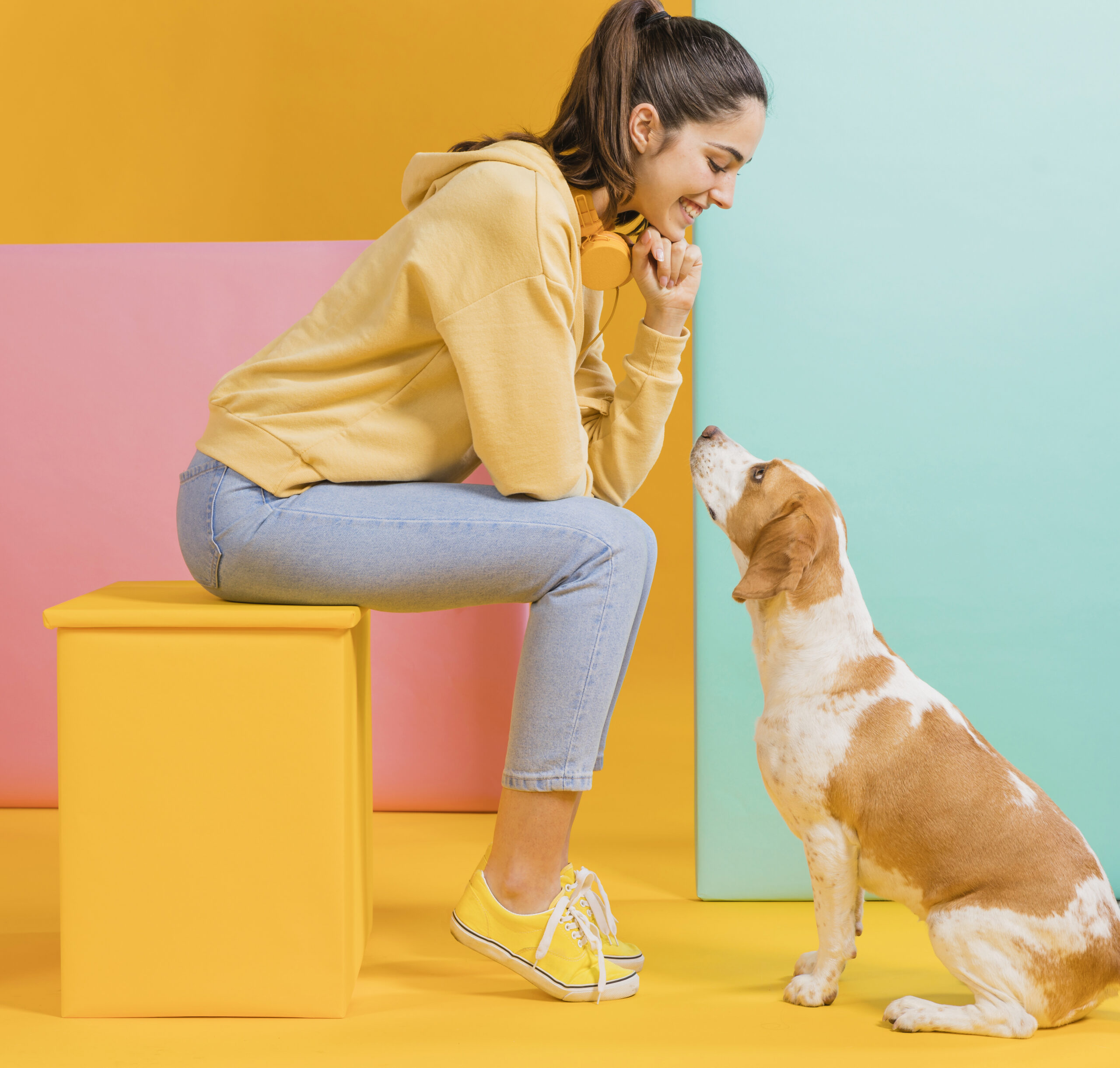 Frau mit Hund