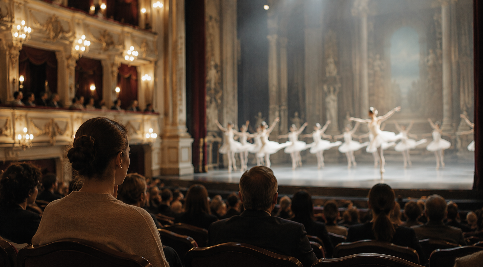 Audience watching a ballet performance in a theatre